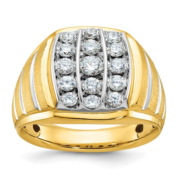 14K Yellow Gold Two Tone Lab Grown 1 Carat Diamond Ring