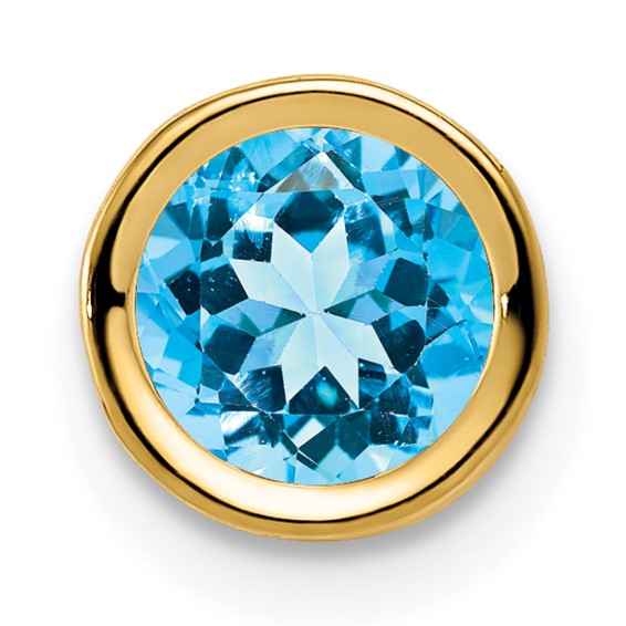 14K Yellow Gold 1 Carat Blue Topaz Bezel Chain Slide