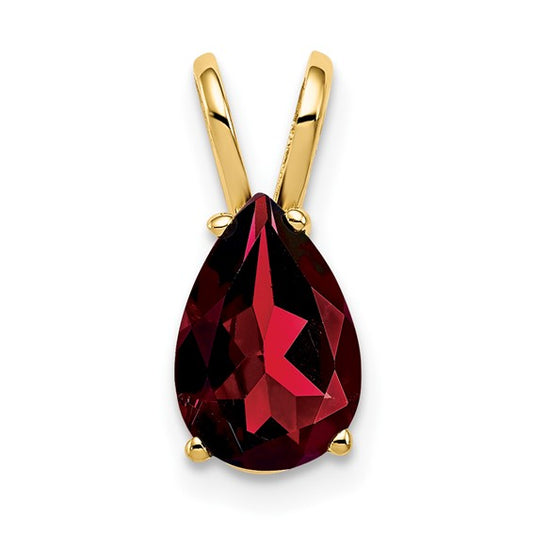 14K Yellow Gold Pear Cut Natural Garnet Pendant