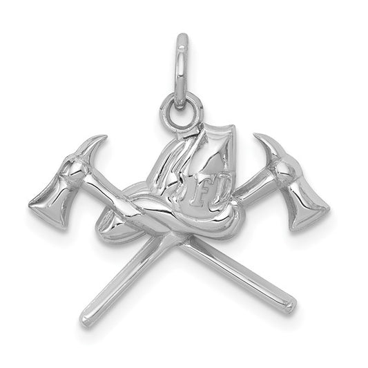 14K White Gold Firefighter Insignia Pendant