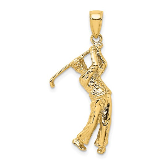 14K Yellow Gold Golfer Pendant