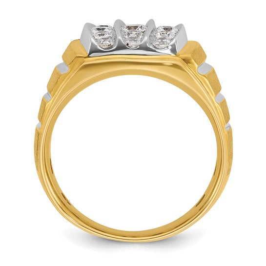 14K Yellow Gold Two Tone Lab Grown 1 Carat Diamond Ring