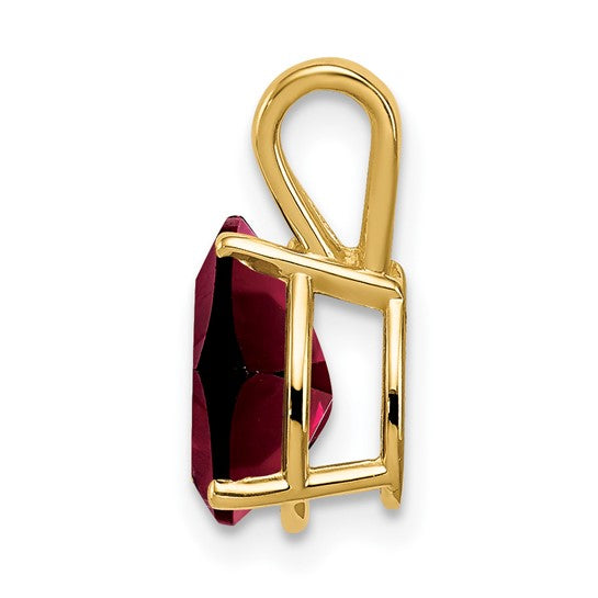 14K Yellow Gold Pear Cut Natural Garnet Pendant