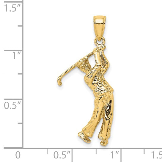 14K Yellow Gold Golfer Pendant