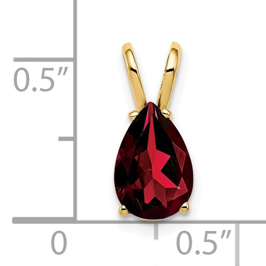 14K Yellow Gold Pear Cut Natural Garnet Pendant