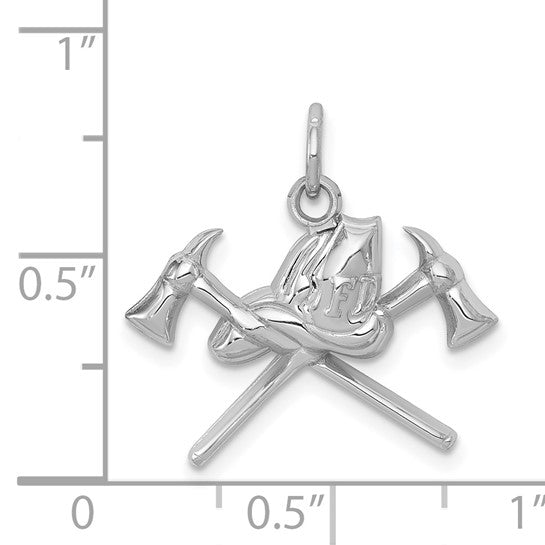 14K White Gold Firefighter Insignia Pendant