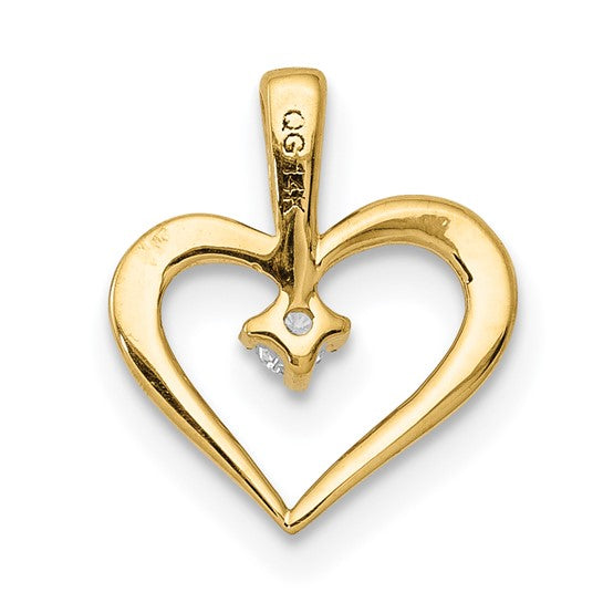 14K Yellow Gold Diamond Heart Pendant .02 Carat