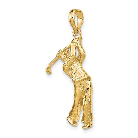 14K Yellow Gold Golfer Pendant