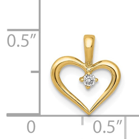 14K Yellow Gold Diamond Heart Pendant .02 Carat