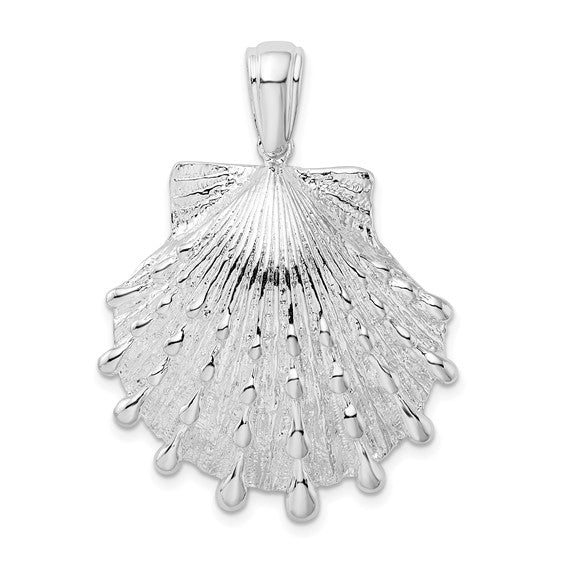 Sterling Silver Rhodium Plated Lions Paw Shell Pendant
