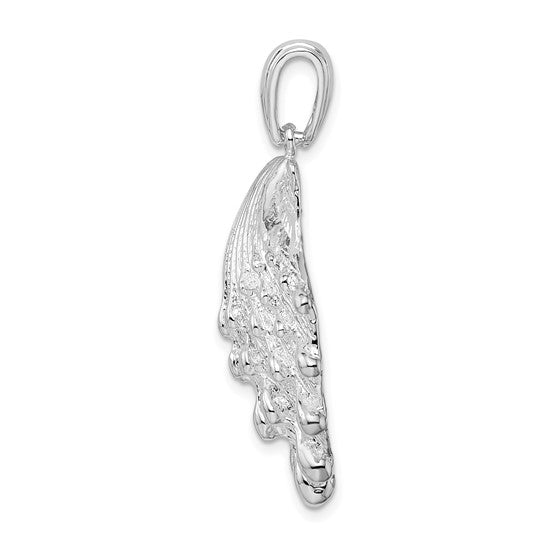 Sterling Silver Rhodium Plated Lions Paw Shell Pendant