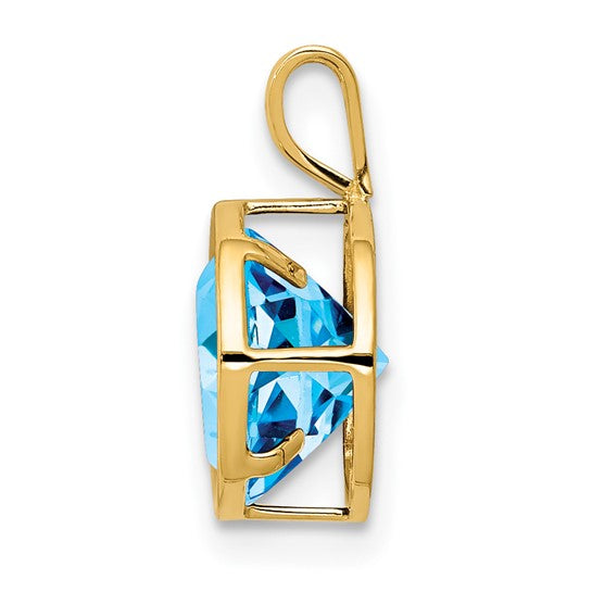 14K Yellow Gold 2.5 Carat Blue Topaz Bezel Pendant