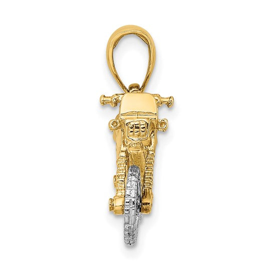 14K Two Tone Gold Motocross Dirk Bike 3D Pendant