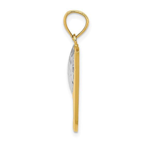 14K Two Tone Yellow/White Gold Driver Golf Ball Pendant