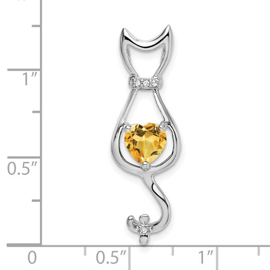 10K/14K White/Yellow Gold Pet Cat 1 Carat Natural Citrine Pendant