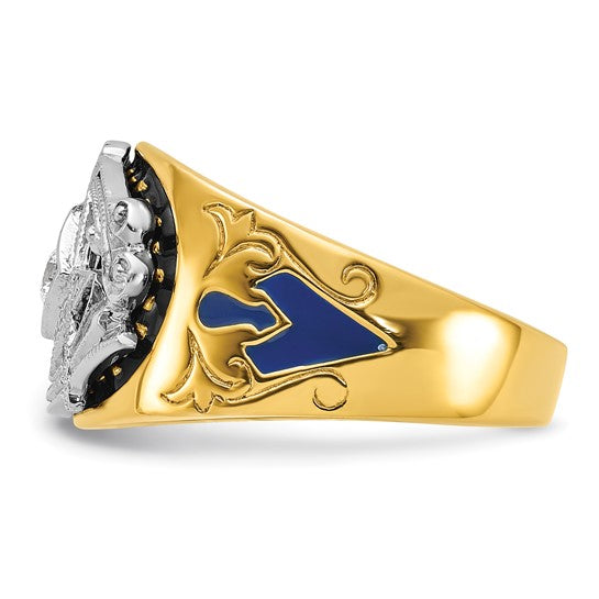 10K Two Tone Gold 1/8 Carat Diamond Masonic Lodge Master Ring