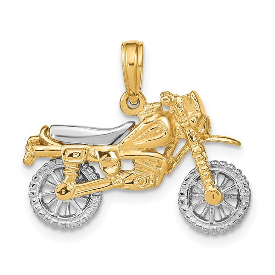 14K Two Tone Gold Motocross Dirk Bike 3D Pendant