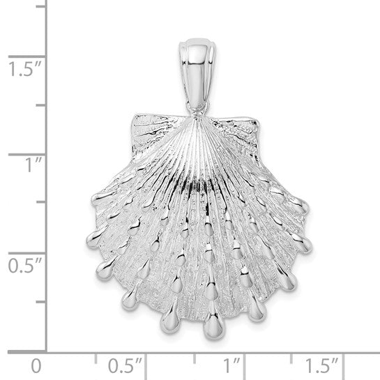 Sterling Silver Rhodium Plated Lions Paw Shell Pendant