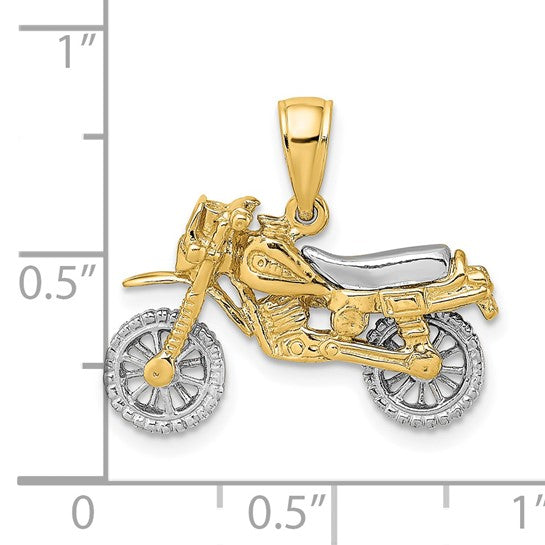 14K Two Tone Gold Motocross Dirk Bike 3D Pendant