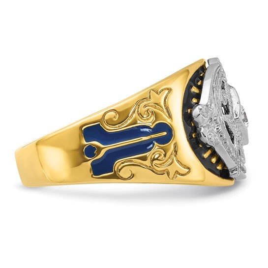 10K Two Tone Gold 1/8 Carat Diamond Masonic Lodge Master Ring