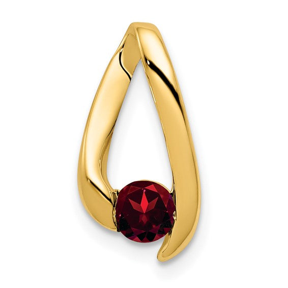 14K Yellow Gold Split Frame Natural Garnet Chain Slide