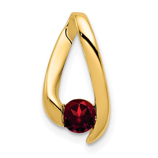 14K Yellow Gold Split Frame Natural Garnet Chain Slide
