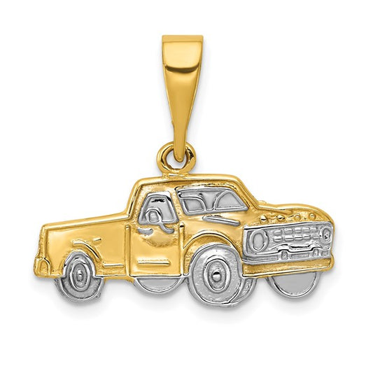 14K Two Tone Gold Pick Up Truck Pendant
