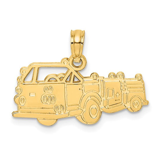 14K Yellow Gold Fire Truck Pendant