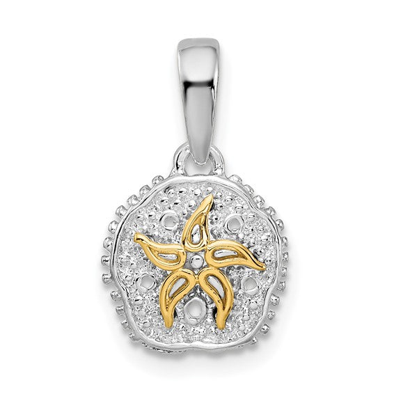 Sterling Silver 14K Gold Two Tone Sand Dollar Star Fish Pendant