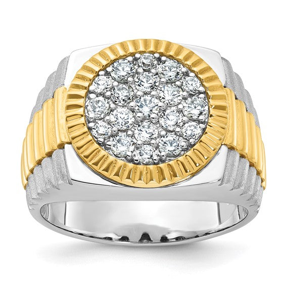 10K Yellow Gold Two Tone Watch Band Style 1 Carat Men's Ring