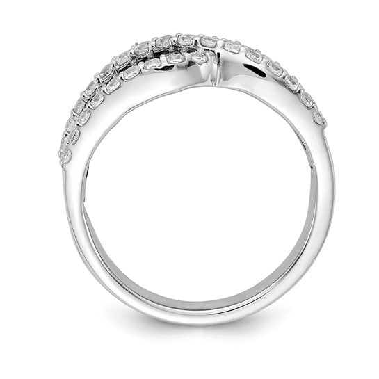 14K White Gold Natural Sapphire & Diamond Band Cross Ring