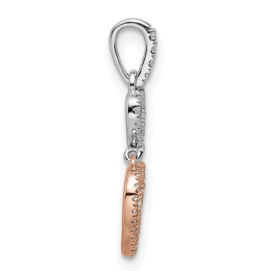 14K White/Rose Gold Two Tone Diamond Accent Double Heart Dangle Pendant