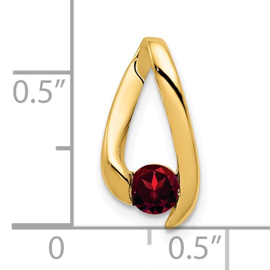 14K Yellow Gold Split Frame Natural Garnet Chain Slide