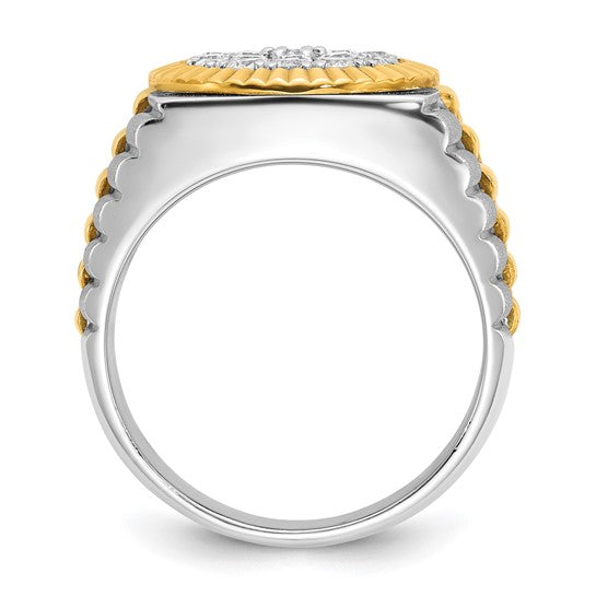 10K Yellow Gold Two Tone Watch Band Style 1 Carat Men's Ring