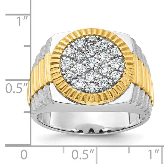 10K Yellow Gold Two Tone Watch Band Style 1 Carat Men's Ring