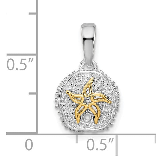 Sterling Silver 14K Gold Two Tone Sand Dollar Star Fish Pendant