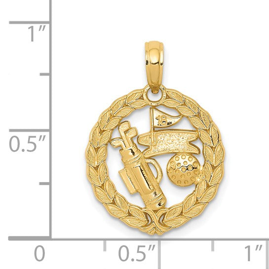 14K Yellow Gold Golf Circle Award Pendant