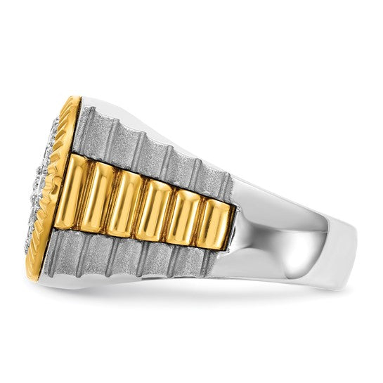 10K Yellow Gold Two Tone Watch Band Style 1 Carat Men's Ring