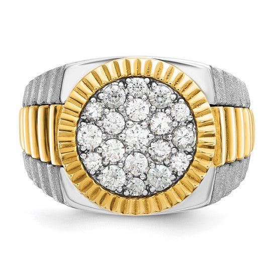 10K Yellow Gold Two Tone Watch Band Style 1 Carat Men's Ring