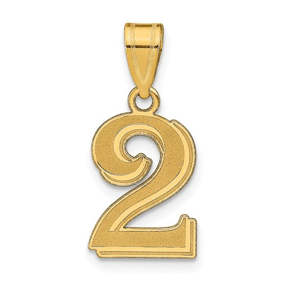 14K Yellow Gold Fancy Style Jersey Numbers 0-99