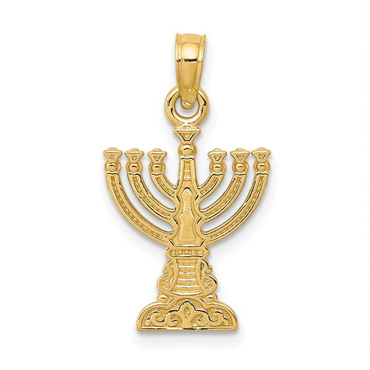 14K Gold Menorah Hanukkah Pendant