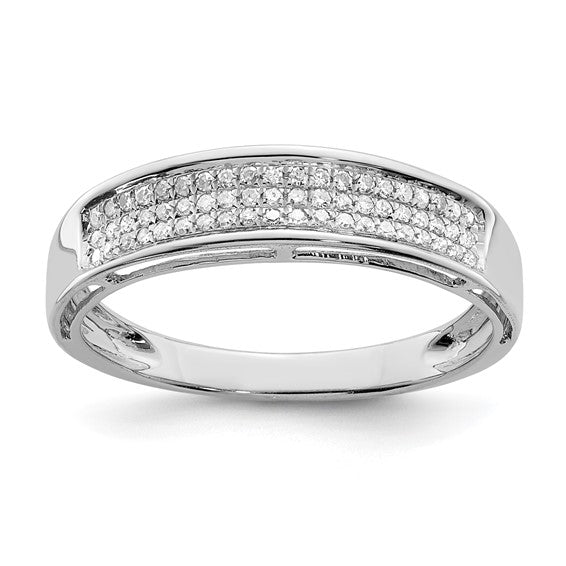 White Gold Filled Sterling Silver Triple Diamond Band 1/5ct. Ring