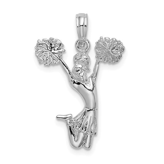 Sterling Silver Cheerleader Sports Pendant Whit Gold Plated