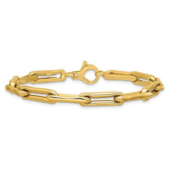 14K Yellow Gold Wide Paperclip Link Bracelet
