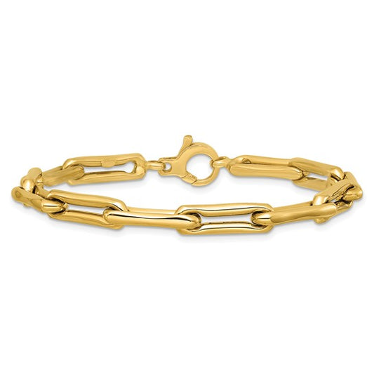 14K Yellow Gold Wide Paperclip Link Bracelet