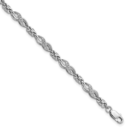 White Gold Filled Sterling Silver Diamond Bracelet
