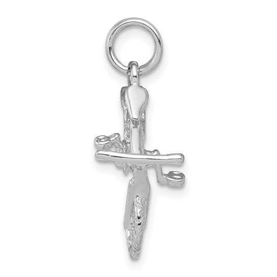 White Gold Filled Sterling Silver 3D Bicycle Cyclist Pedant