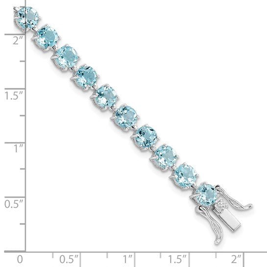 White Gold Filled Sterling Silver 5mm Natural Swill Blue Topaz Bracelet
