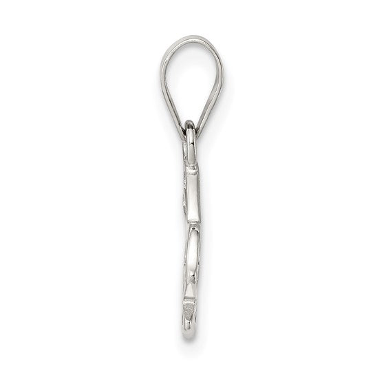 Sterling Silver Rhodium Plated Cut Out Easter bunny Pendant