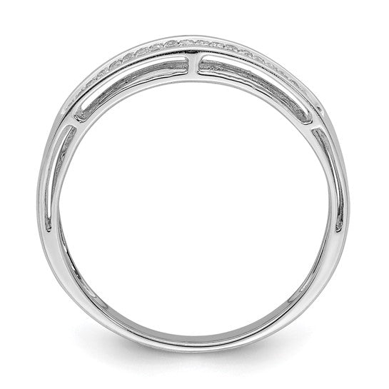 White Gold Filled Sterling Silver Triple Diamond Band 1/5ct. Ring
